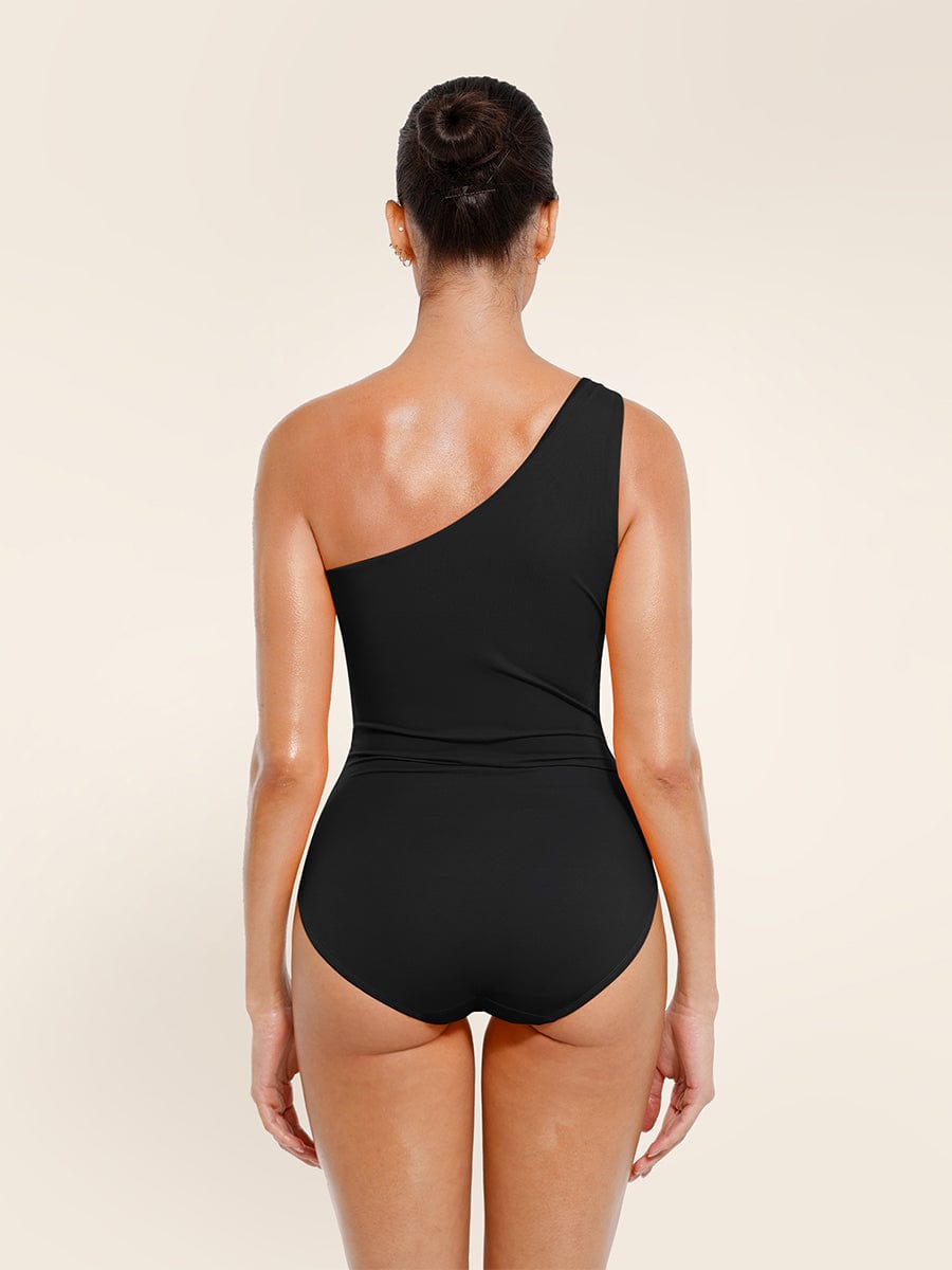 One Shoulder Chest Support One Piece Swimsuit - Auxieswear