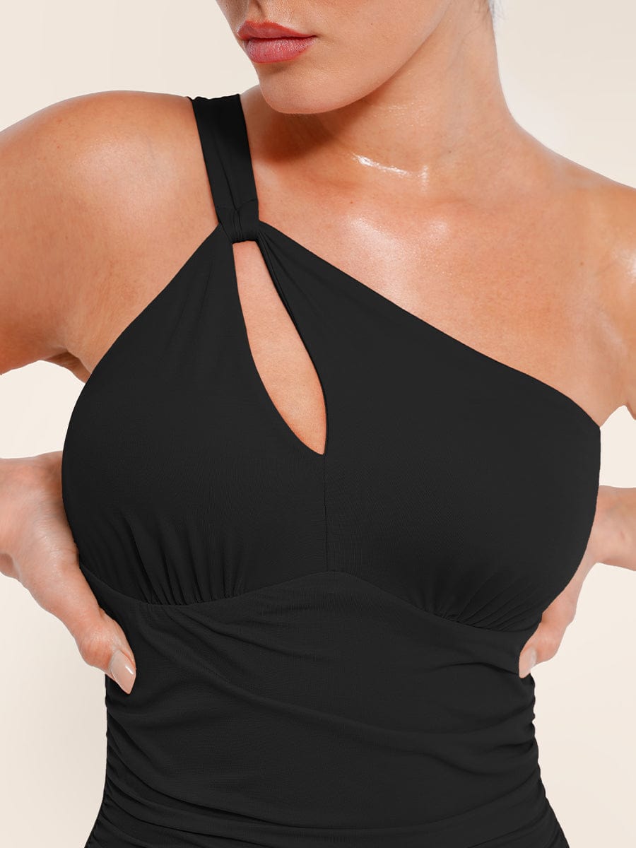 One Shoulder Tummy Control & Bust Support One Piece Swimsuit