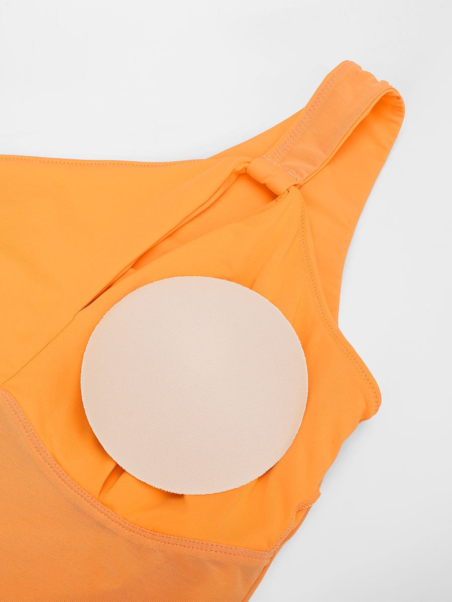 One Shoulder Chest Support One Piece Swimsuit - Auxieswear