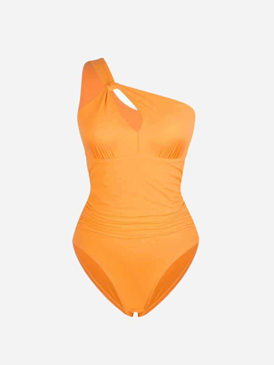 One Shoulder Chest Support One Piece Swimsuit - Auxieswear