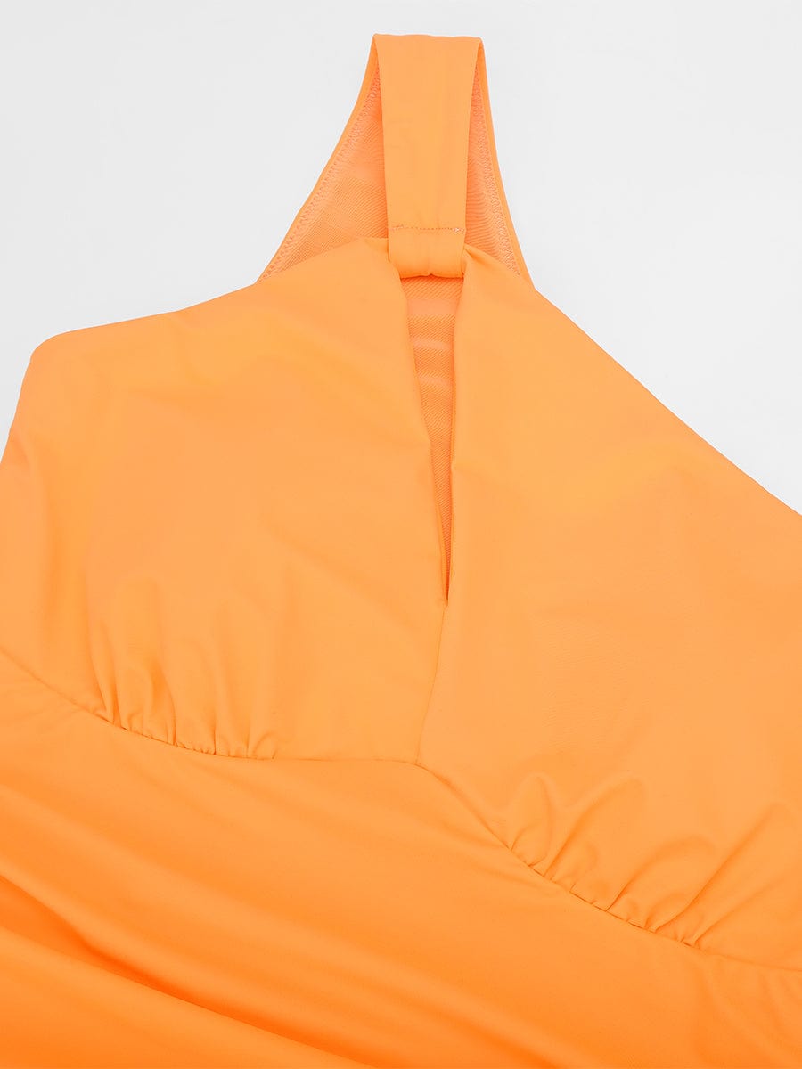 One Shoulder Chest Support One Piece Swimsuit - Auxieswear