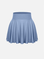 Mid-Waist Flared Skirt with Built-In Shorts & Pockets