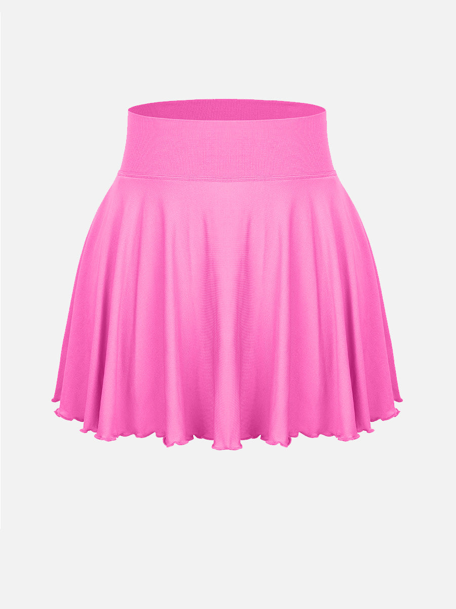 Mid-Waist Flared Skirt with Built-In Shorts & Pockets - Auxieswear