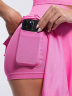 Mid-Waist Flared Skirt with Built-In Shorts & Pockets