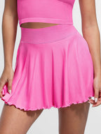 Mid-Waist Flared Skirt with Built-In Shorts & Pockets