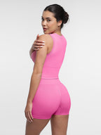 High-Waisted Yoga Shorts with Double-Layer Waistband