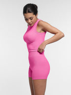 High-Waisted Yoga Shorts with Double-Layer Waistband