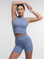 High-Waisted Yoga Shorts with Double-Layer Waistband