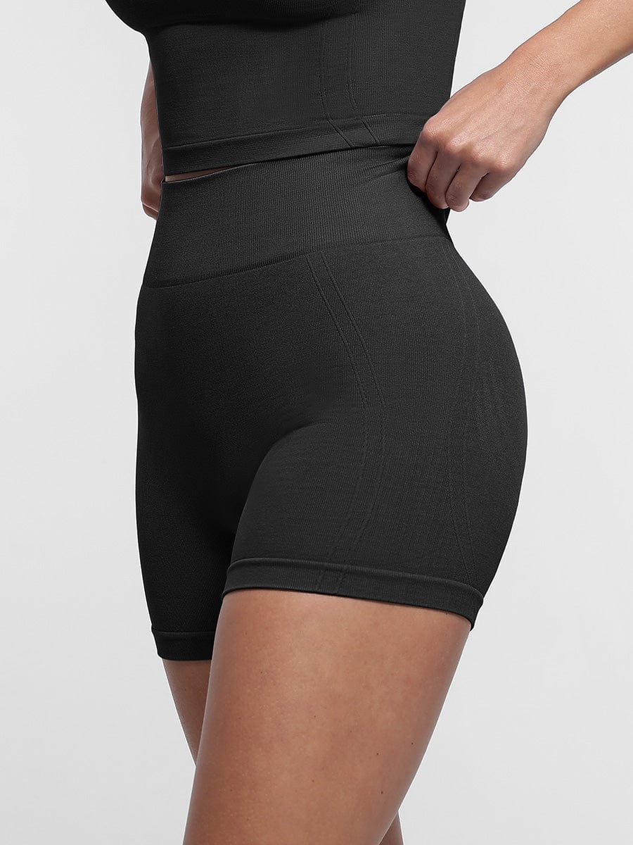 High-Waisted Yoga Shorts with Double-Layer Waistband