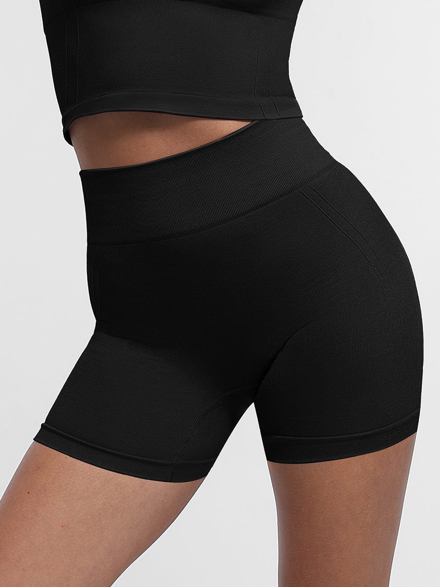 High-Waisted Yoga Shorts with Double-Layer Waistband