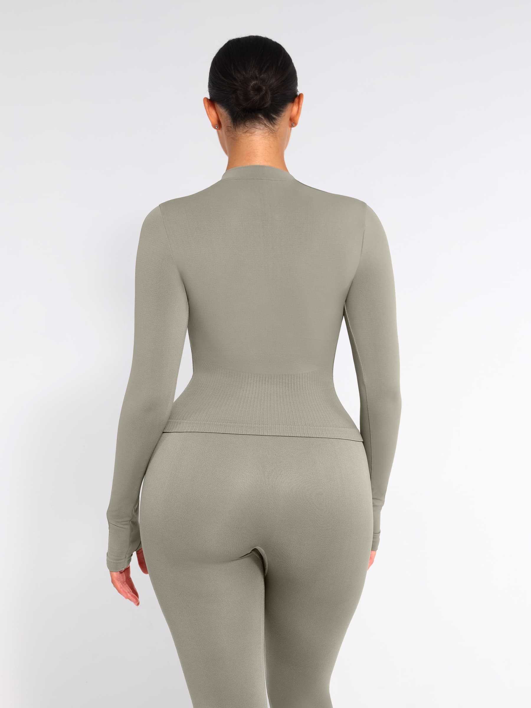 Waist Control Gym Top With Front Zipper