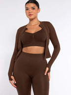 Waist Control Gym Top With Front Zipper