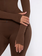 Waist Control Gym Top With Front Zipper