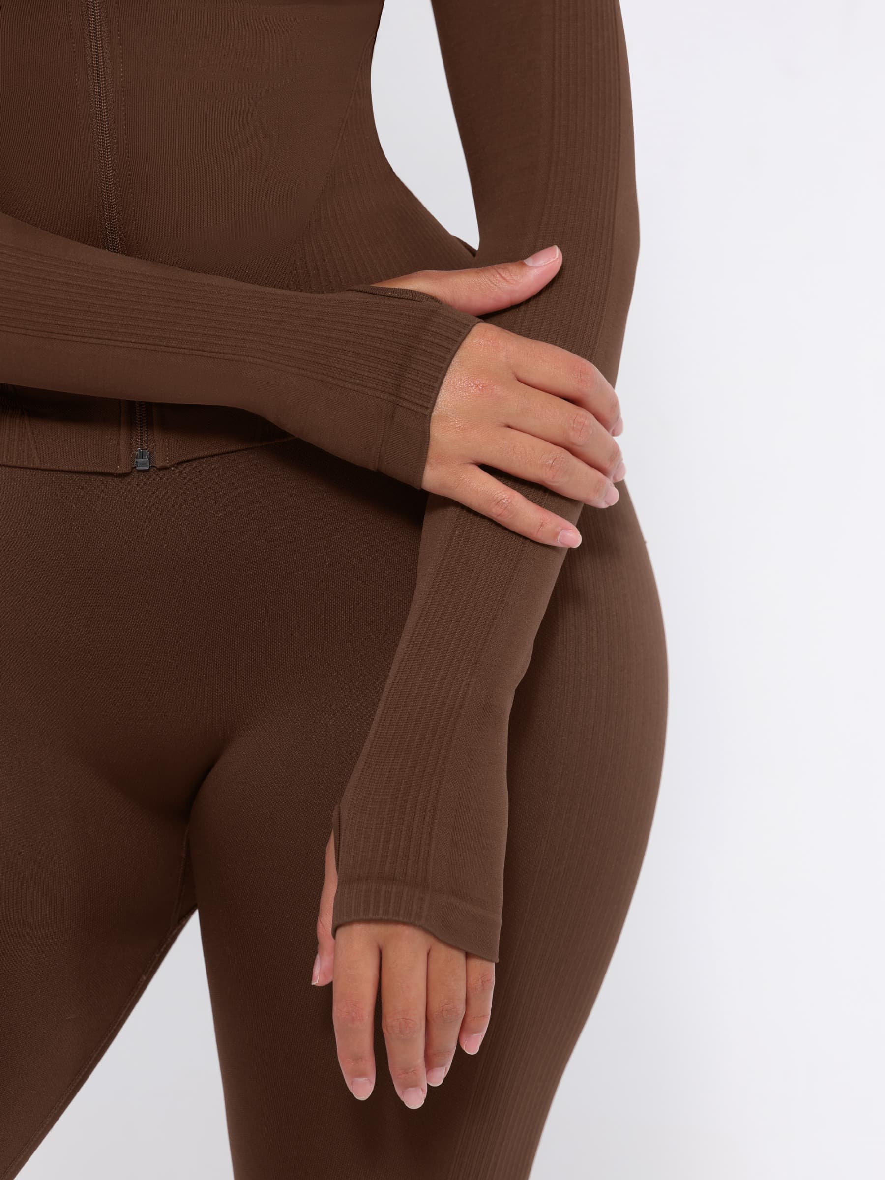 Waist Control Gym Top With Front Zipper