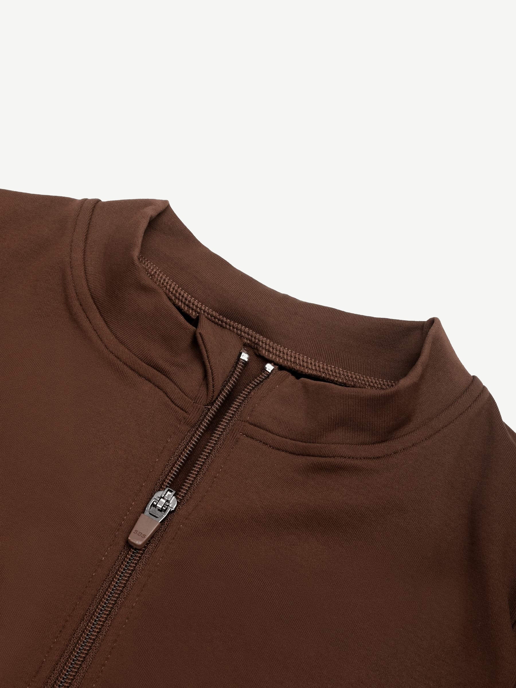 Waist Control Gym Top With Front Zipper