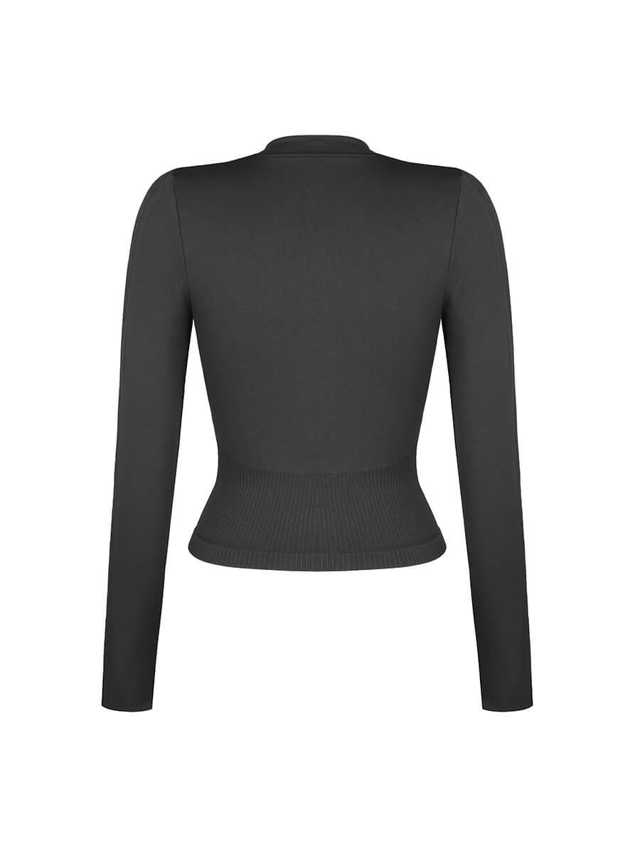 Waist Control Gym Top With Front Zipper