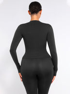 Waist Control Gym Top With Front Zipper