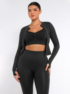 Waist Control Gym Top With Front Zipper