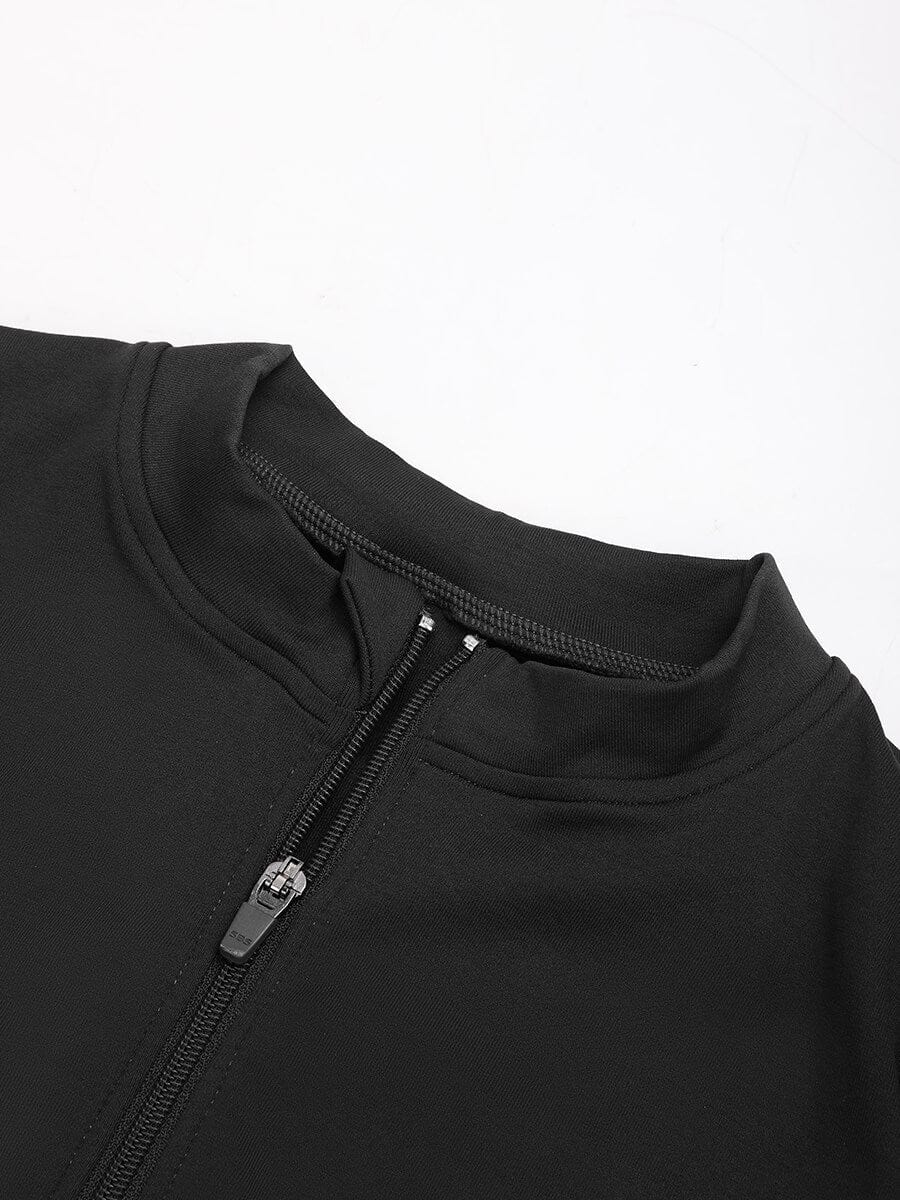 Waist Control Gym Top With Front Zipper