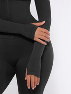 Waist Control Gym Top With Front Zipper