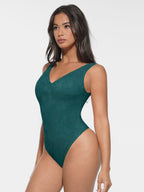 Waist and Abdomen Shaping Deep V-Neck Lace Bodysuit