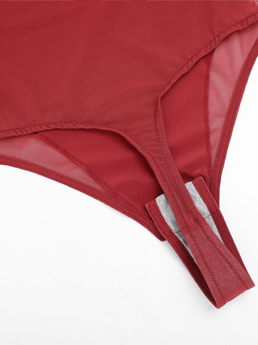 Sheer Mesh Tummy Control Bodysuit - Auxieswear