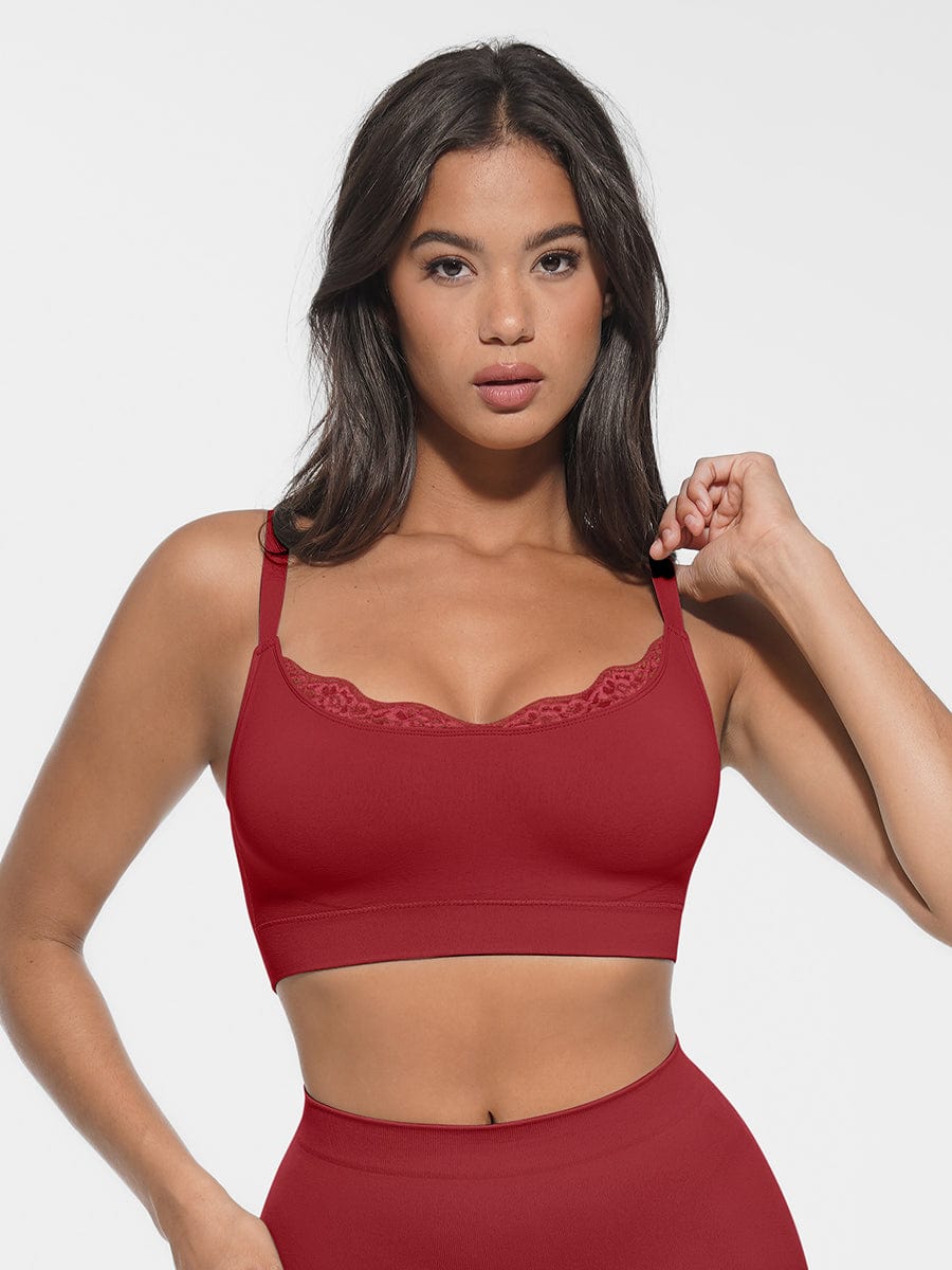 Scoop Neck Bralette with Smooth Back & Adjustable Straps - Auxieswear