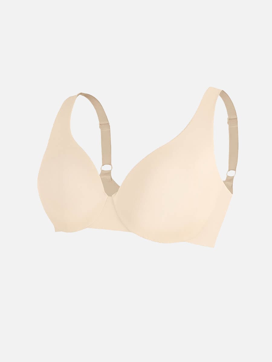 Deep V-Neck Unpadded Underwired Support Bra - Auxieswear