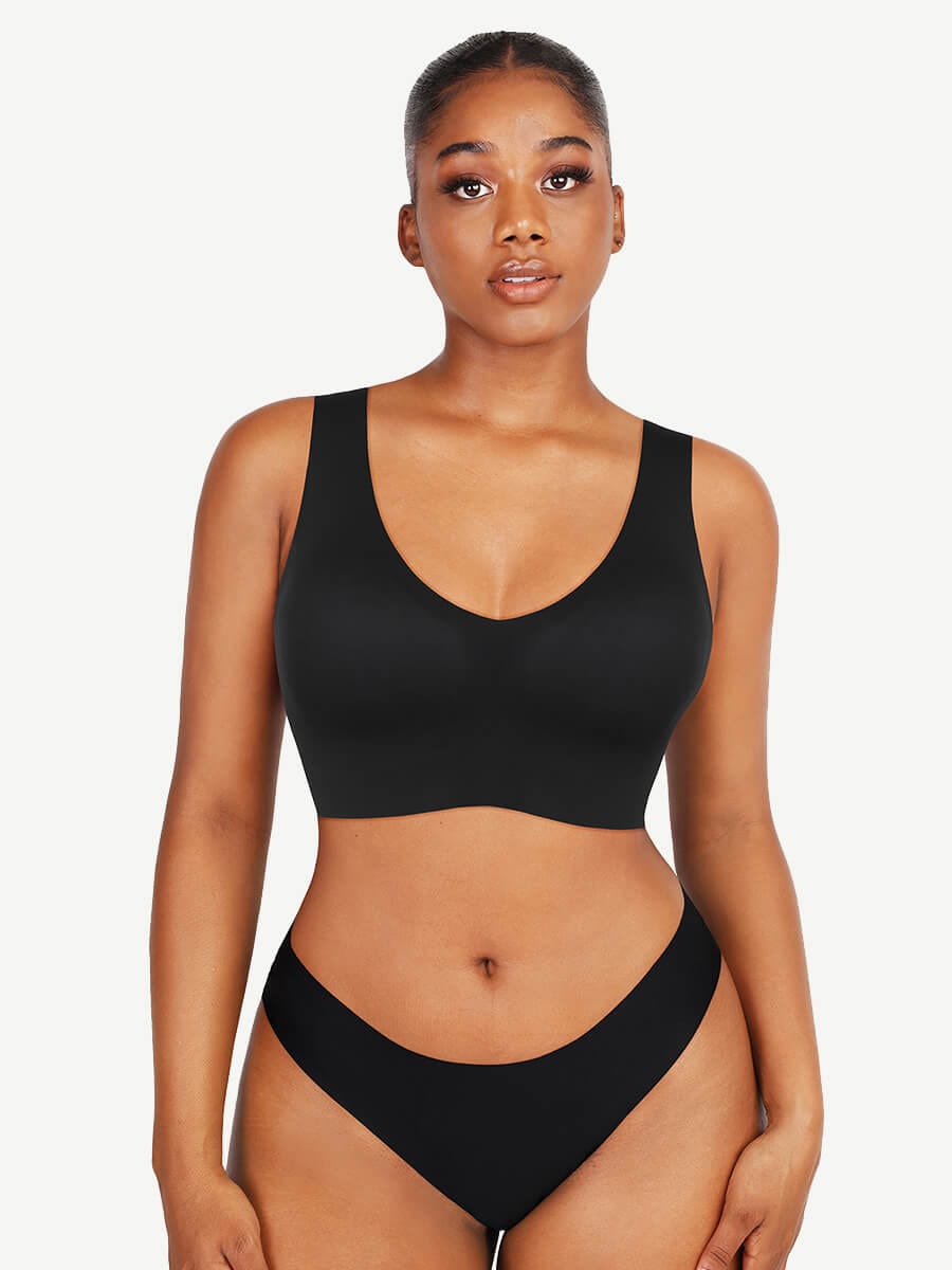 V-Neck Tank Top Style Bra with Built-in Pads