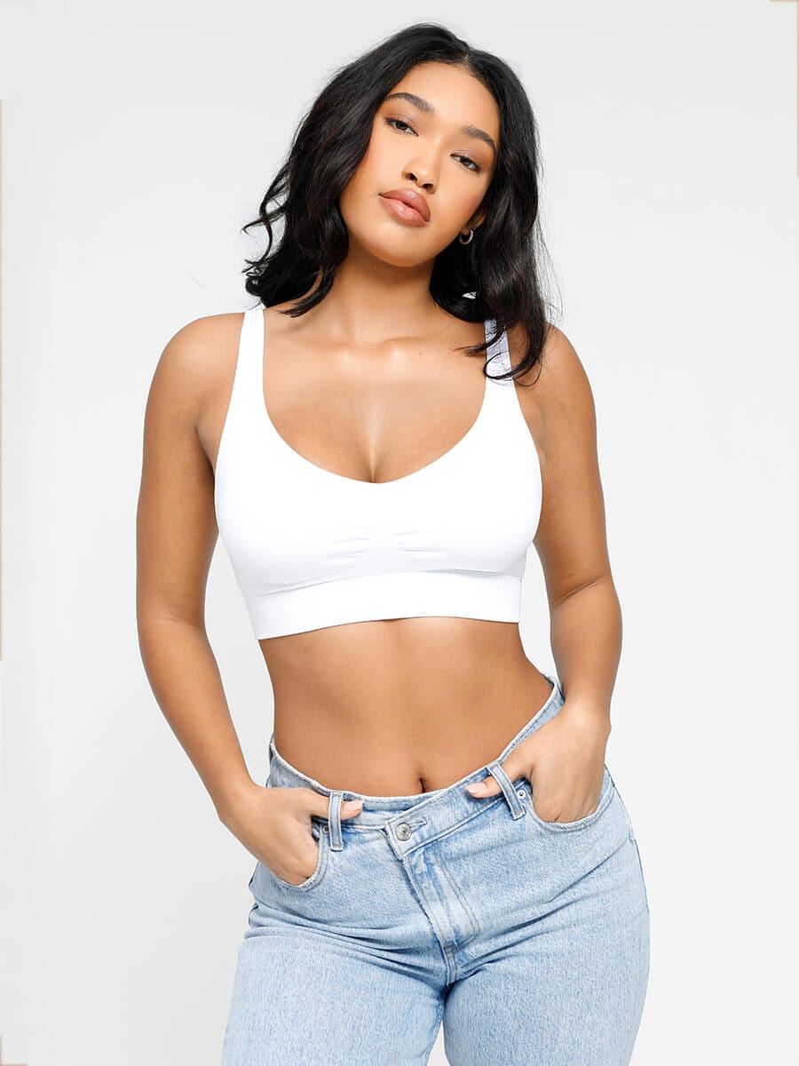 Deep V Design Bra With Removable cups - Auxieswear