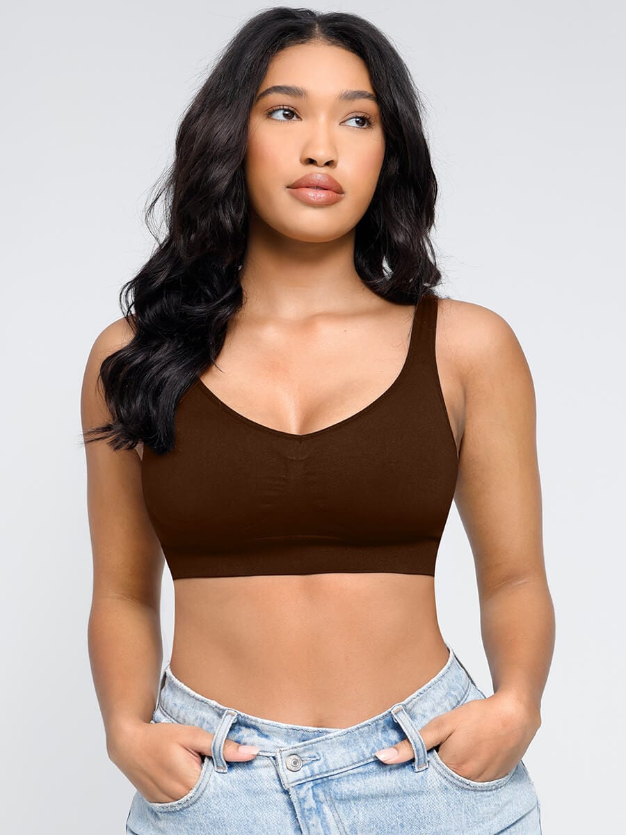 Deep V Design Bra With Removable cups - Auxieswear