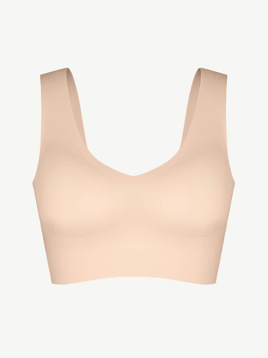 V-Neck Tank Top Style Bra with Built-in Pads - Auxieswear
