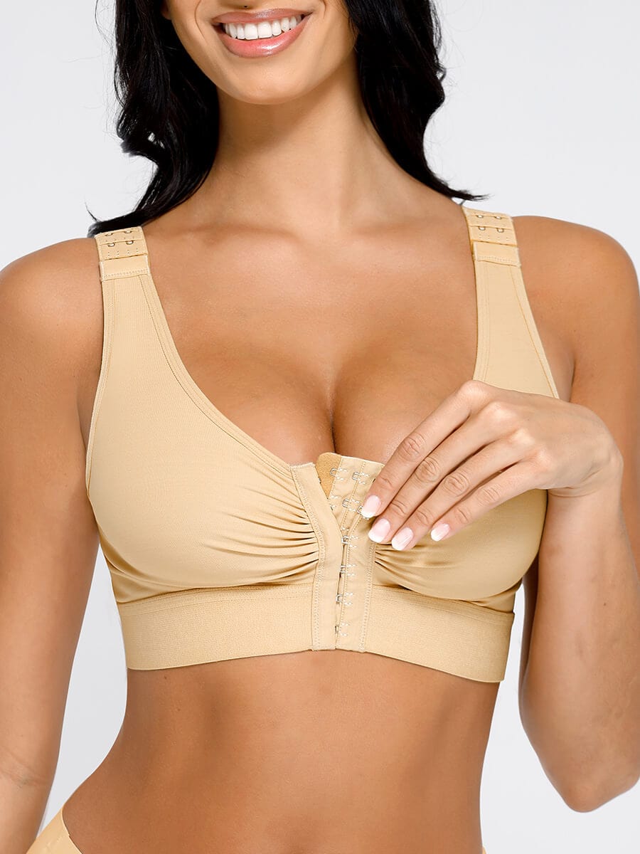 Breathable Support Bra with Adjustable Front Hooks - Auxieswear