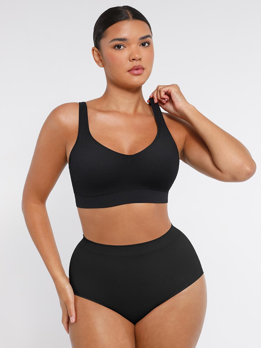 Wireless Bust Support Bra with Fixed Cups