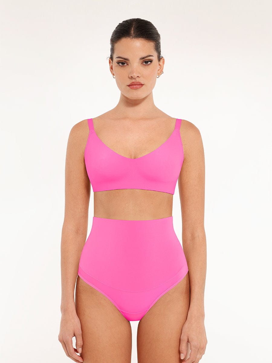 V-Neck Side Smoothing Bralette with Adjustable Straps - Auxieswear