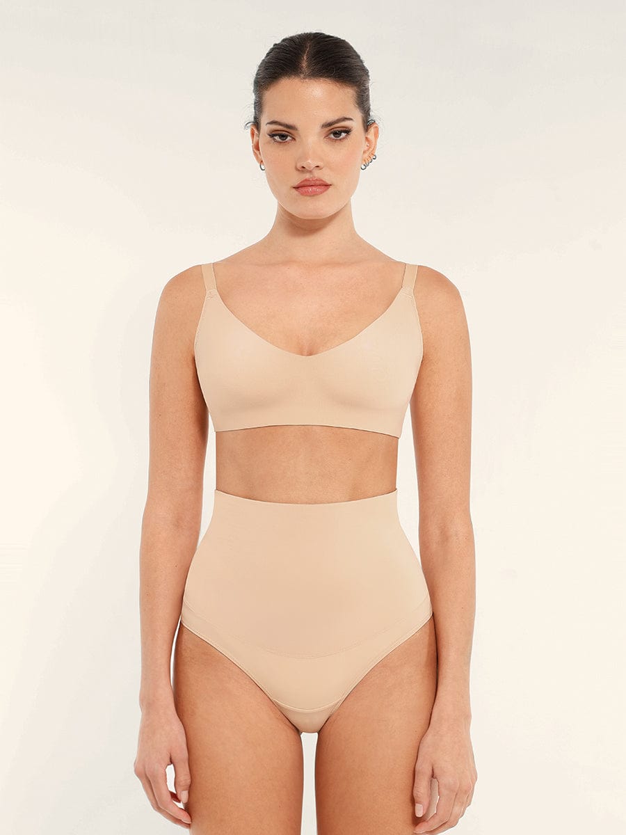 V-Neck Side Smoothing Bralette with Adjustable Straps - Auxieswear