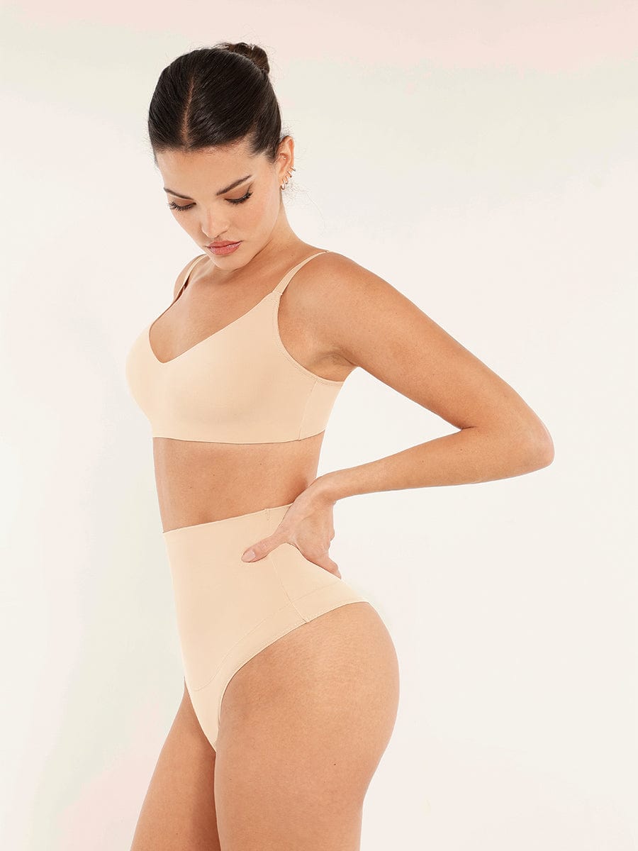 V-Neck Side Smoothing Bralette with Adjustable Straps - Auxieswear