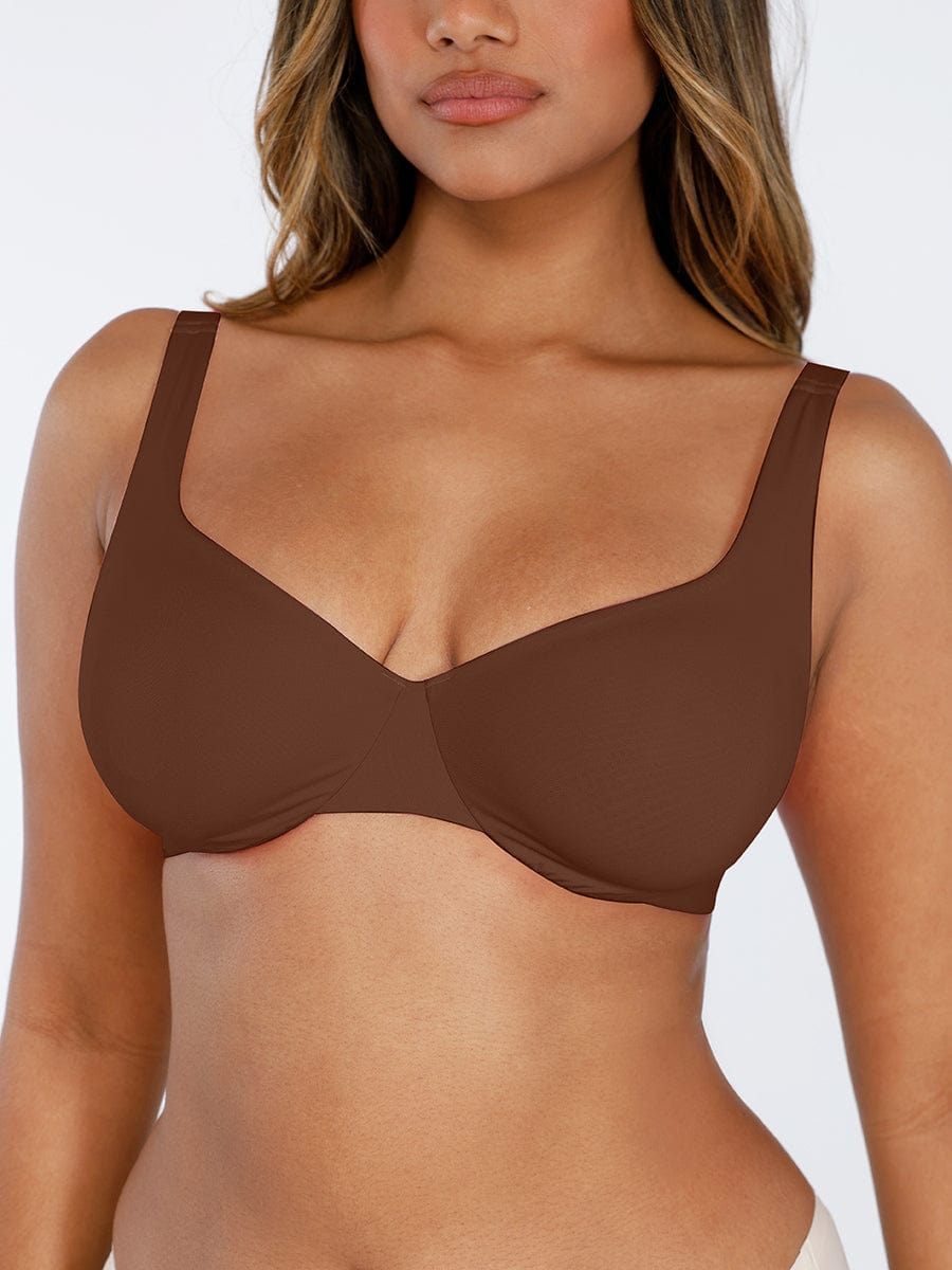 Deep V-Neck Unpadded Underwired Support Bra - Auxieswear