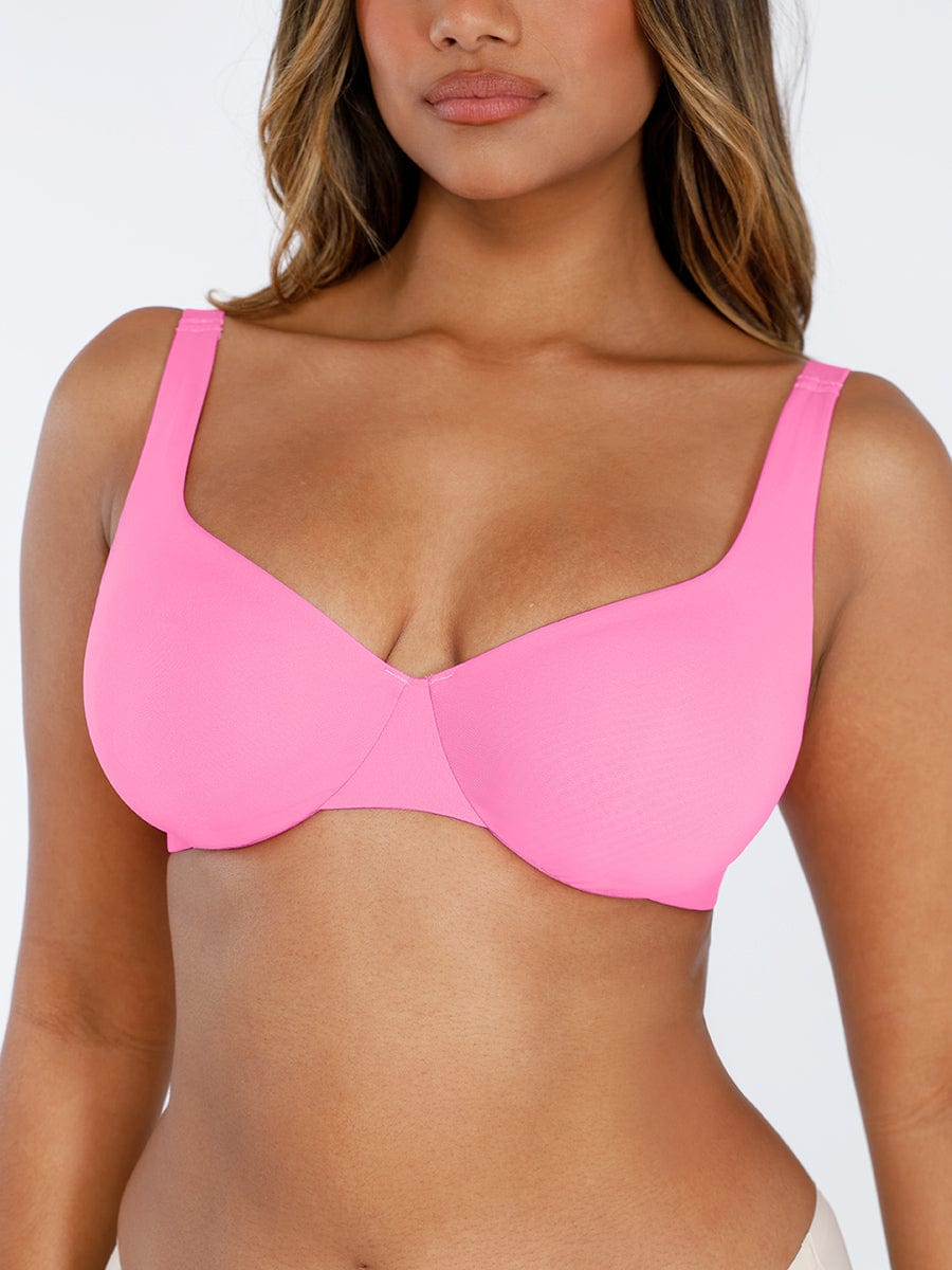 Deep V-Neck Unpadded Underwired Support Bra - Auxieswear