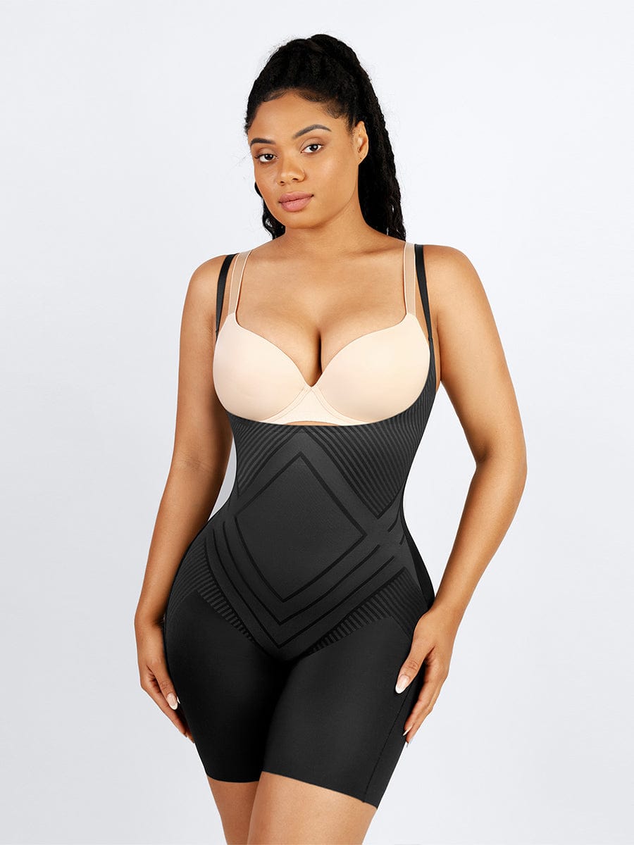 Open-Bust Mid-Thigh Butt Lifting Body Shaper