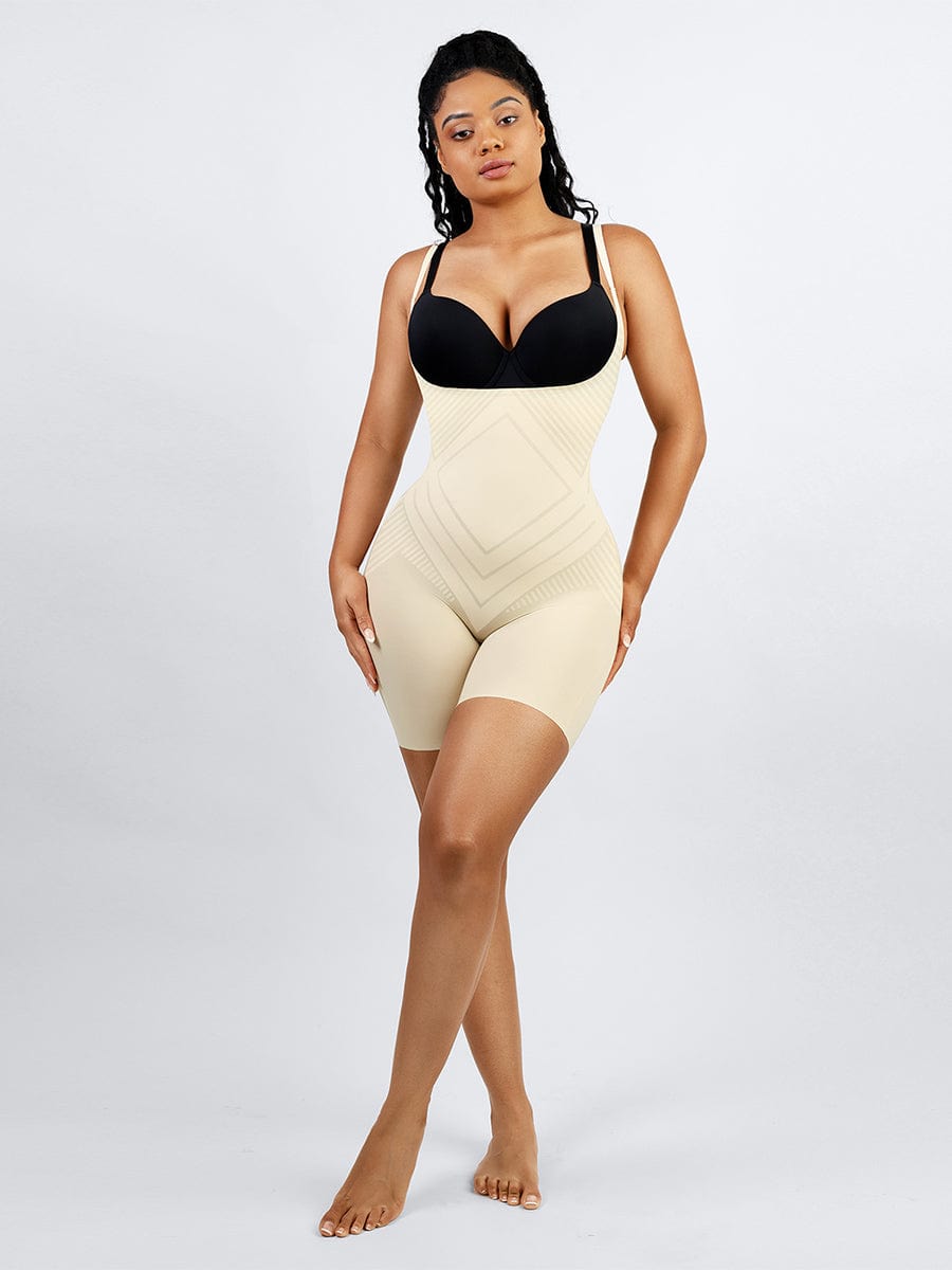 Open-Bust Mid-Thigh Butt Lifting Body Shaper - Auxieswear
