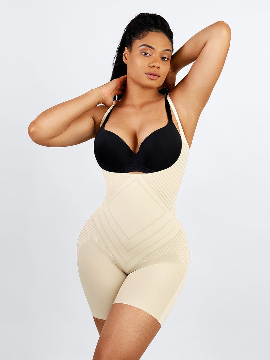 Open-Bust Mid-Thigh Butt Lifting Body Shaper - Auxieswear