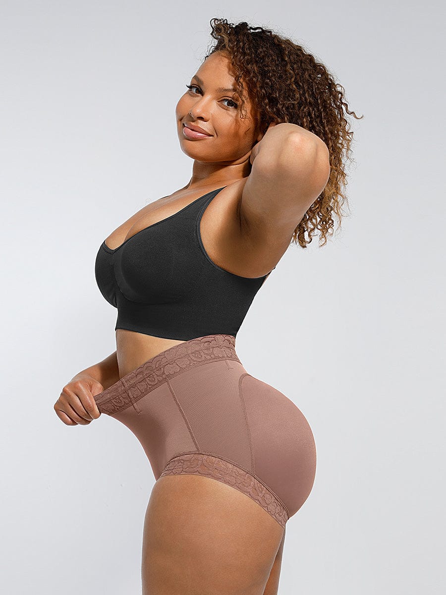 Peach Butt Lift Antibacterial Lining Mid-Waist Panties - Auxieswear