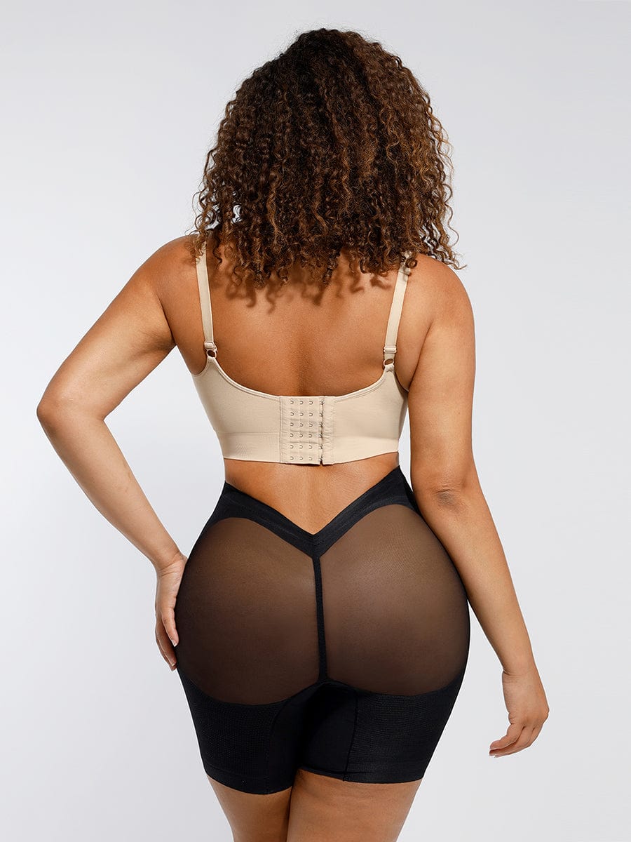 Tummy Slimming Low Waist Fitted Mesh Thigh Slimmer - Auxieswear
