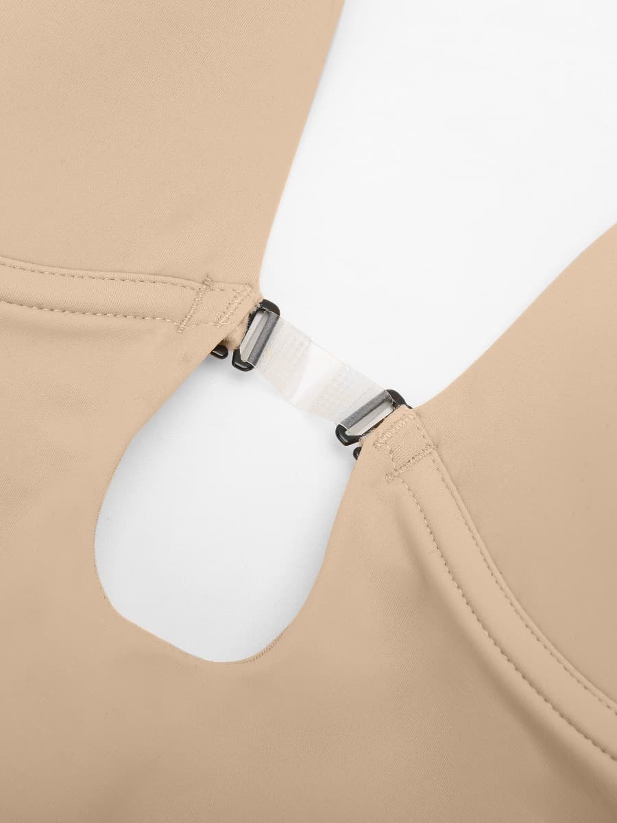 Deep V-shaped neckline Mid-Thigh Body Shaper - Auxieswear