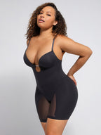 Deep V-shaped neckline Mid-Thigh Body Shaper