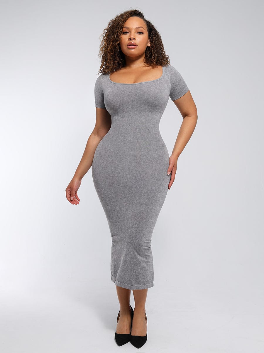 Deep V-shaped neckline Mid-Thigh Body Shaper