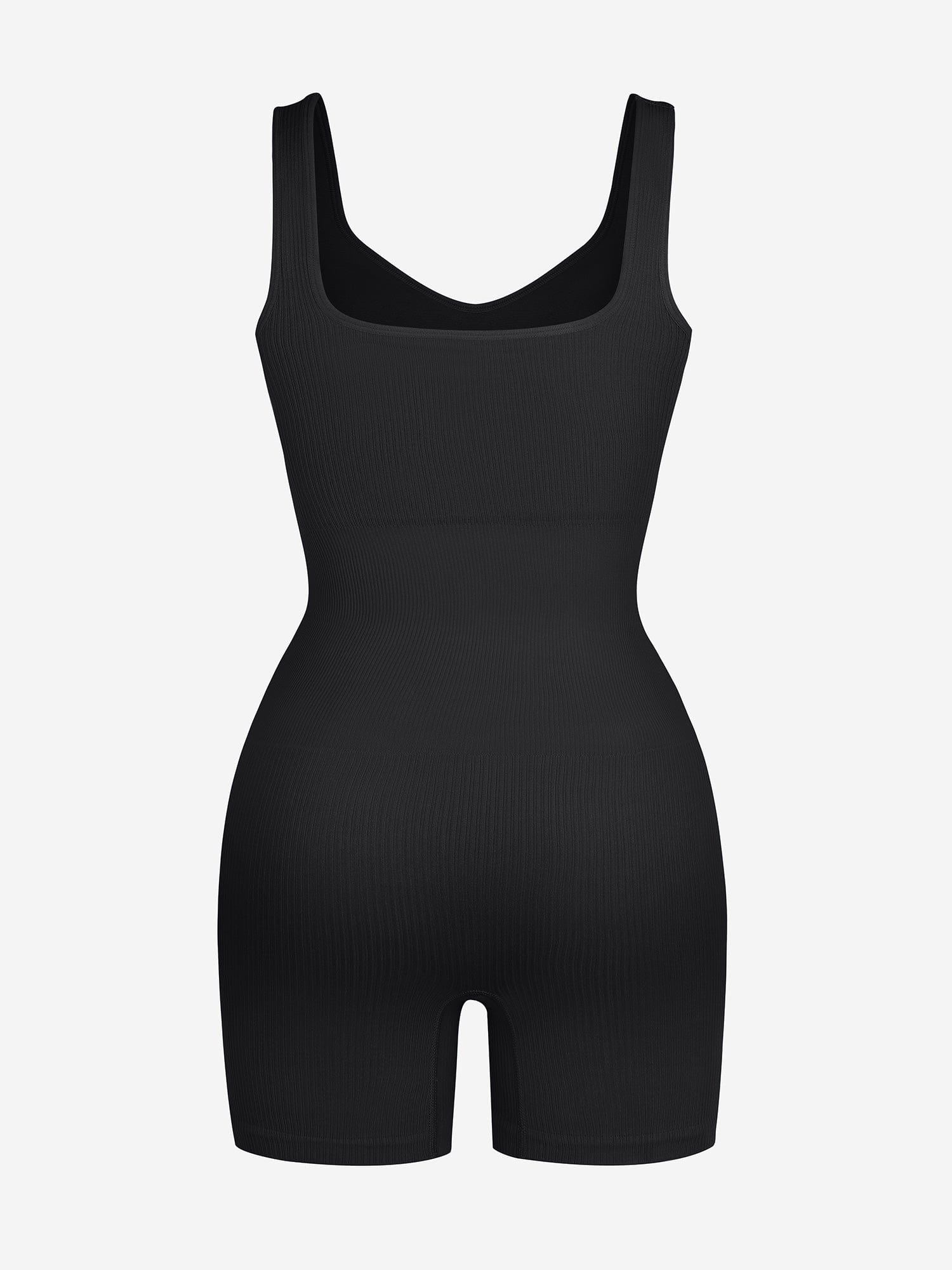 V-Neck Body Contouring Romper with Built-In Wireless Bra