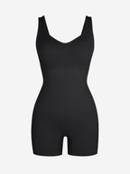 V-Neck Body Contouring Romper with Built-In Wireless Bra