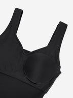 V-Neck Body Contouring Romper with Built-In Wireless Bra